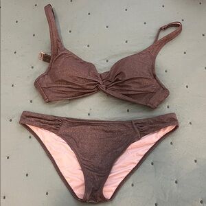Shade & Shore Shimmer Dark Grey/Brown Bikini Set